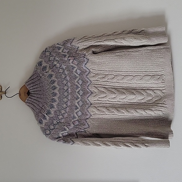 Chico's Tan Fair Isle Nordic Mock Neck Sweater Size Small S - Picture 6 of 6
